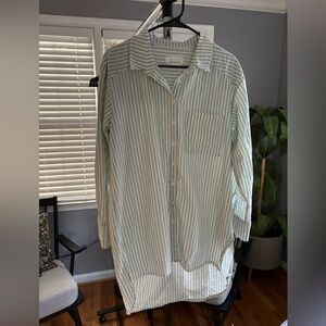 Anthropologie Sage and White Striped Shirt